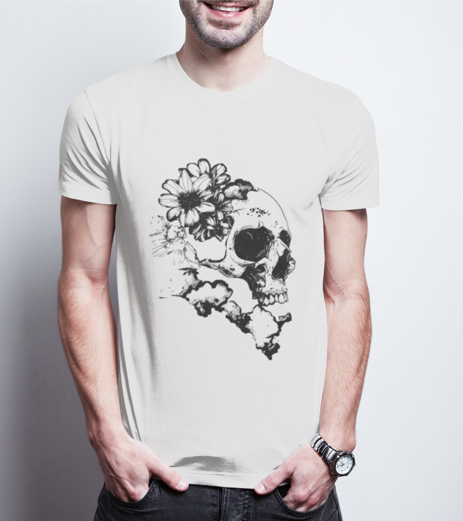 Emery Blooming Skull Watermelon Floral Aesthetic T-Shirt
