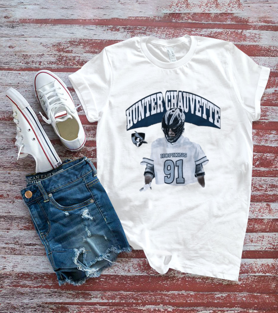 Hopkins Blue Jays Hunter Chauvette 91 Jersey T-Shirt