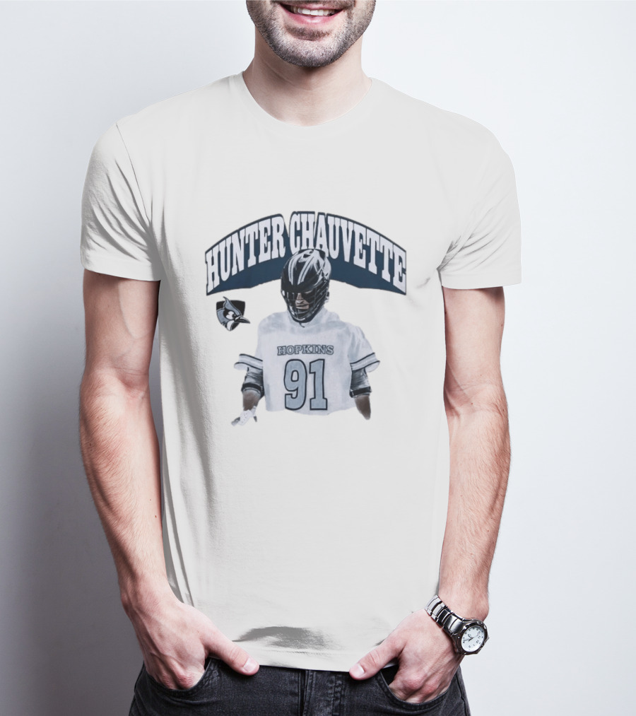 Hopkins Blue Jays Hunter Chauvette 91 Jersey T-Shirt