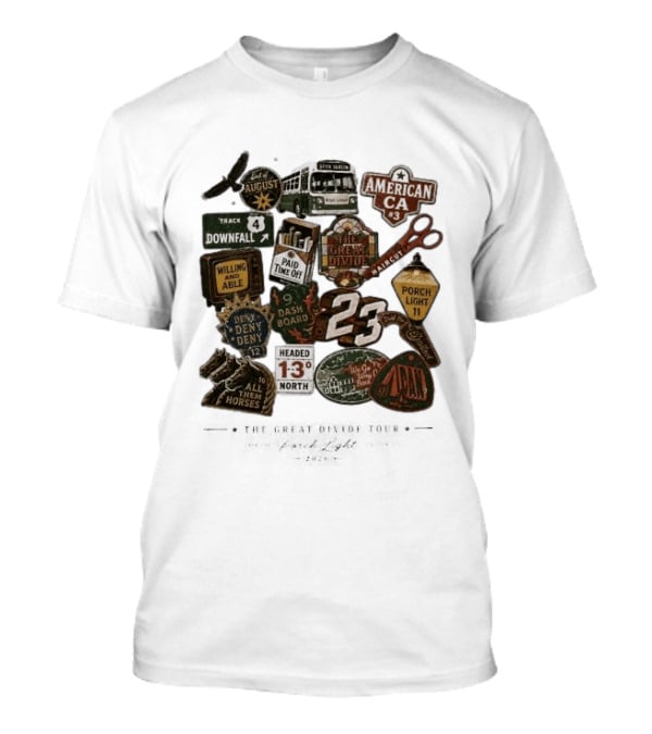 Noah Kahan The Great Divide Tour 2026 Track 4 August Downfall Dash Board American CA Porch Light 11 T-Shirt