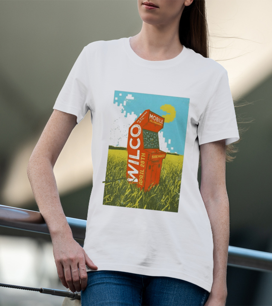 Wilco Saenger Mobile Alabama April 28th Arcade Retro Concert T-Shirt
