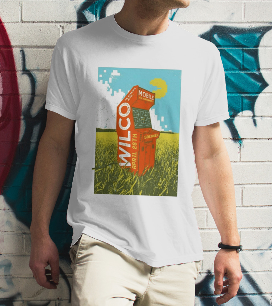 Wilco Saenger Mobile Alabama April 28th Arcade Retro Concert T-Shirt