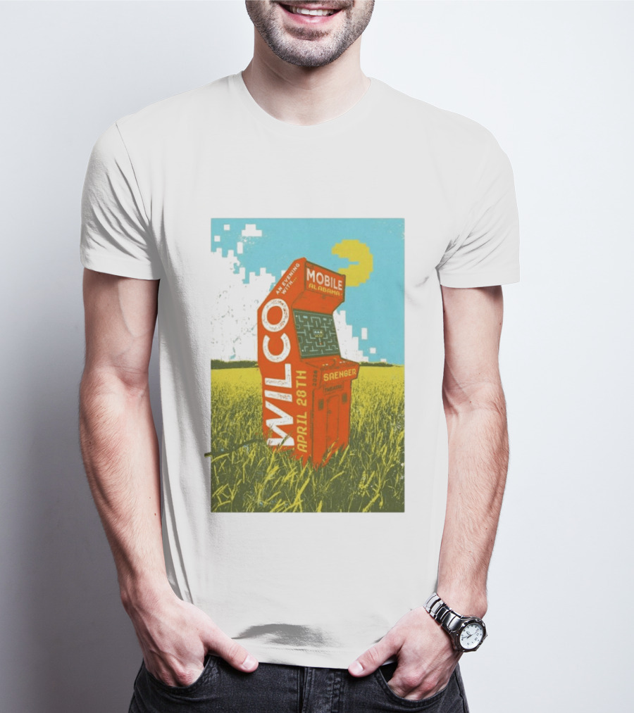 Wilco Saenger Mobile Alabama April 28th Arcade Retro Concert T-Shirt
