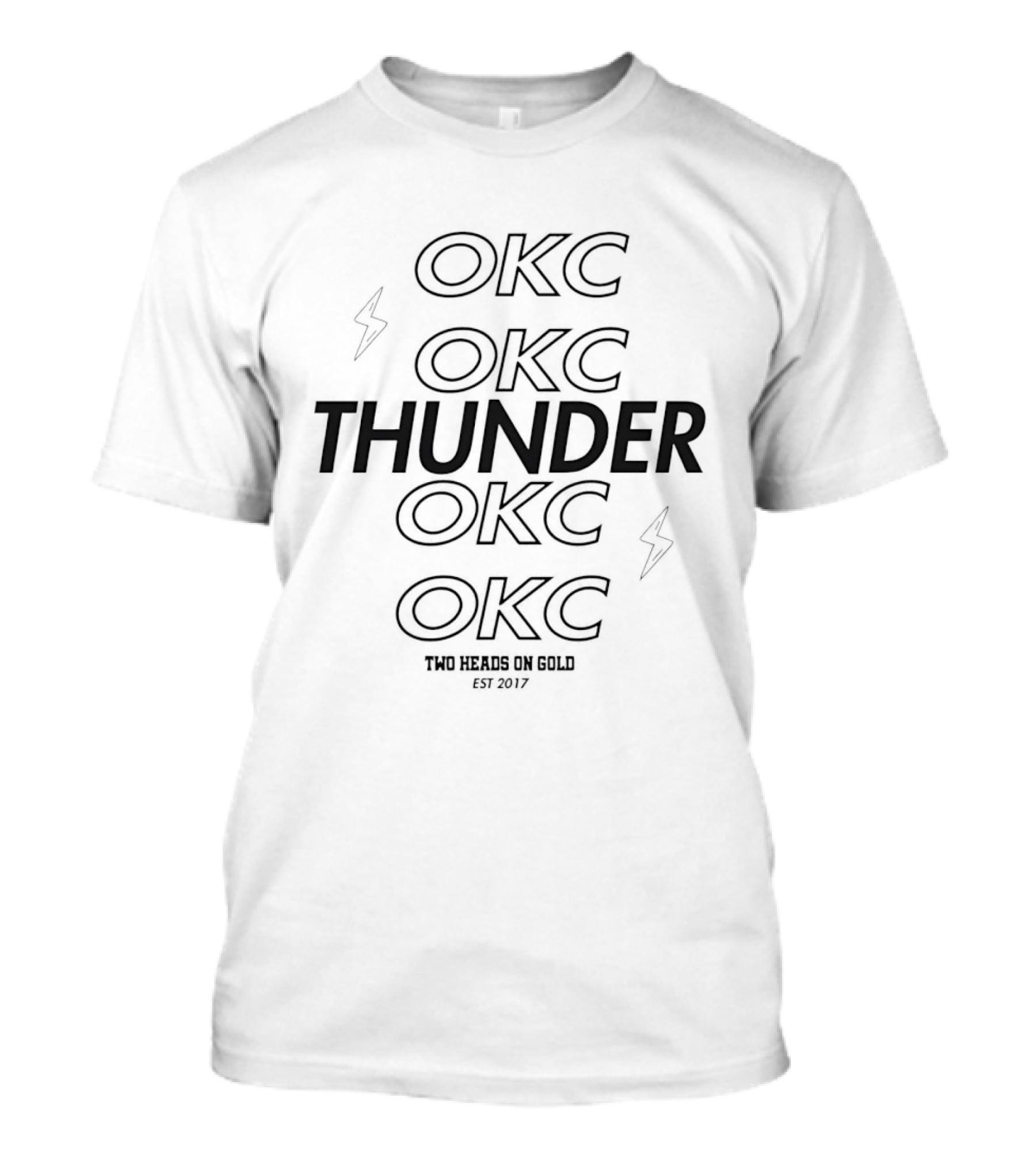 OKC Thunder NBA Two Heads On Gold Lightning 2017 T-Shirt