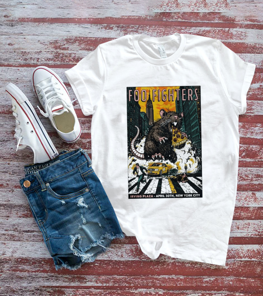 Foo Fighters NYC Irving Plaza April 30 2026 Giant Pizza Rat T-Shirt