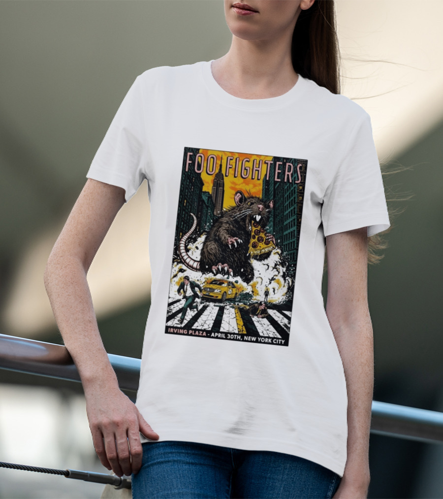 Foo Fighters NYC Irving Plaza April 30 2026 Giant Pizza Rat T-Shirt