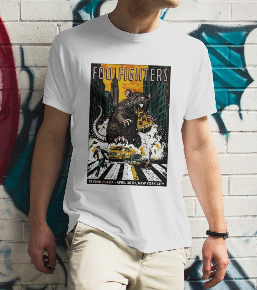 Foo Fighters NYC Irving Plaza April 30 2026 Giant Pizza Rat T-Shirt