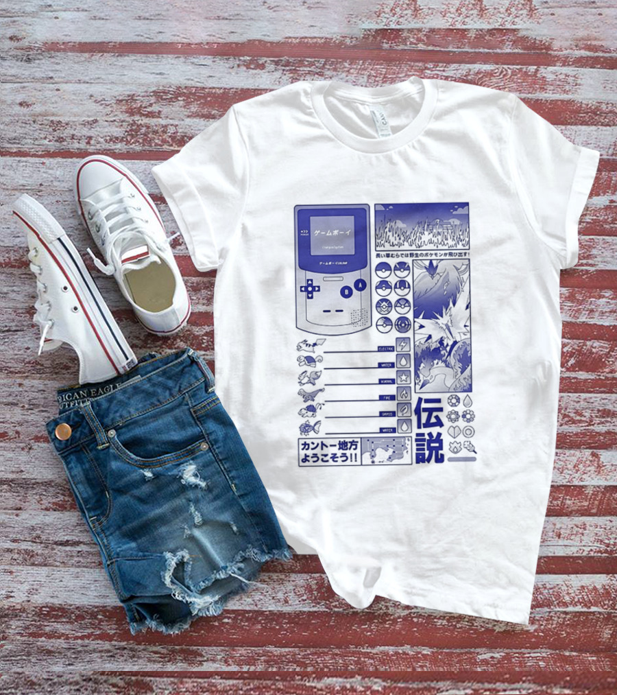 Pikachu Game Boy Gen 1 Pokémon Monsters Japanese T-Shirt