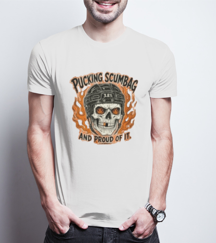 Pucking Scumbag Skull Helmet Flames Proud 38% T-Shirt