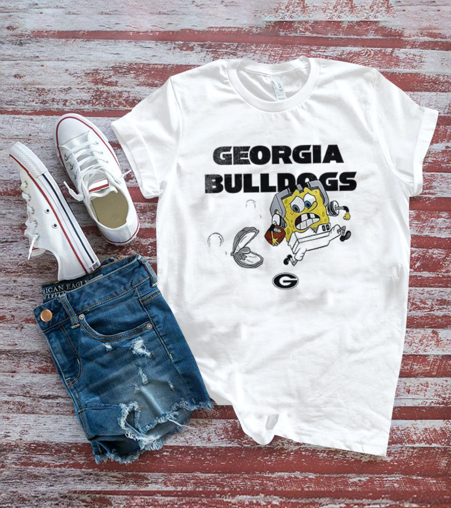 Georgia Bulldogs SquarePants Running October Baseball Fly The W T-Shirt