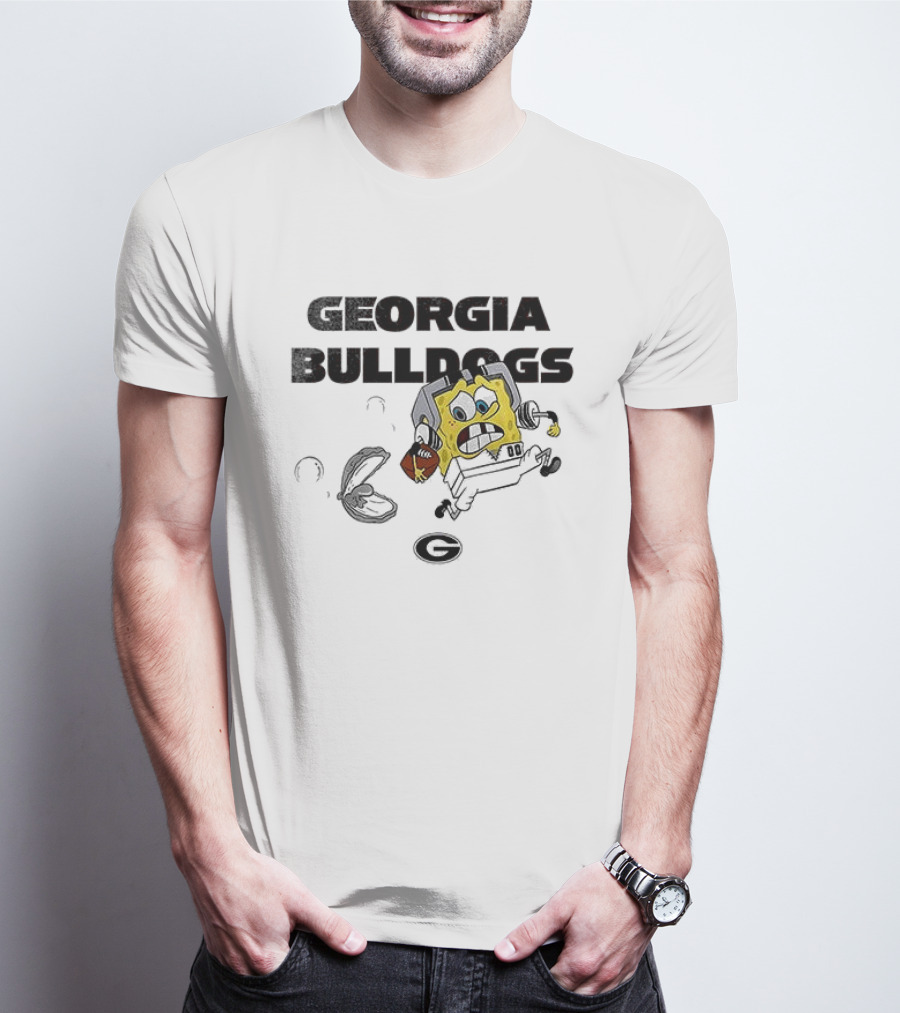 Georgia Bulldogs SquarePants Running October Baseball Fly The W T-Shirt