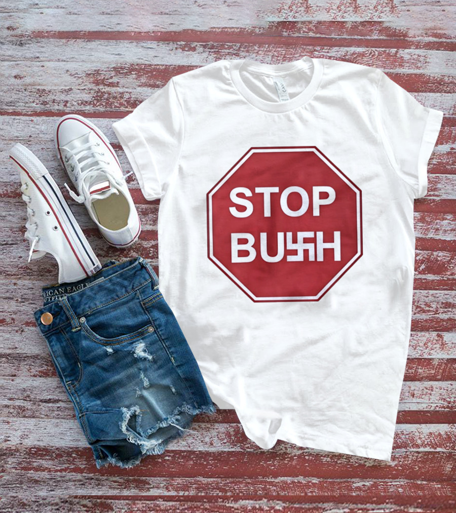 STOP BUSH Swastika Sign Octagon T-Shirt