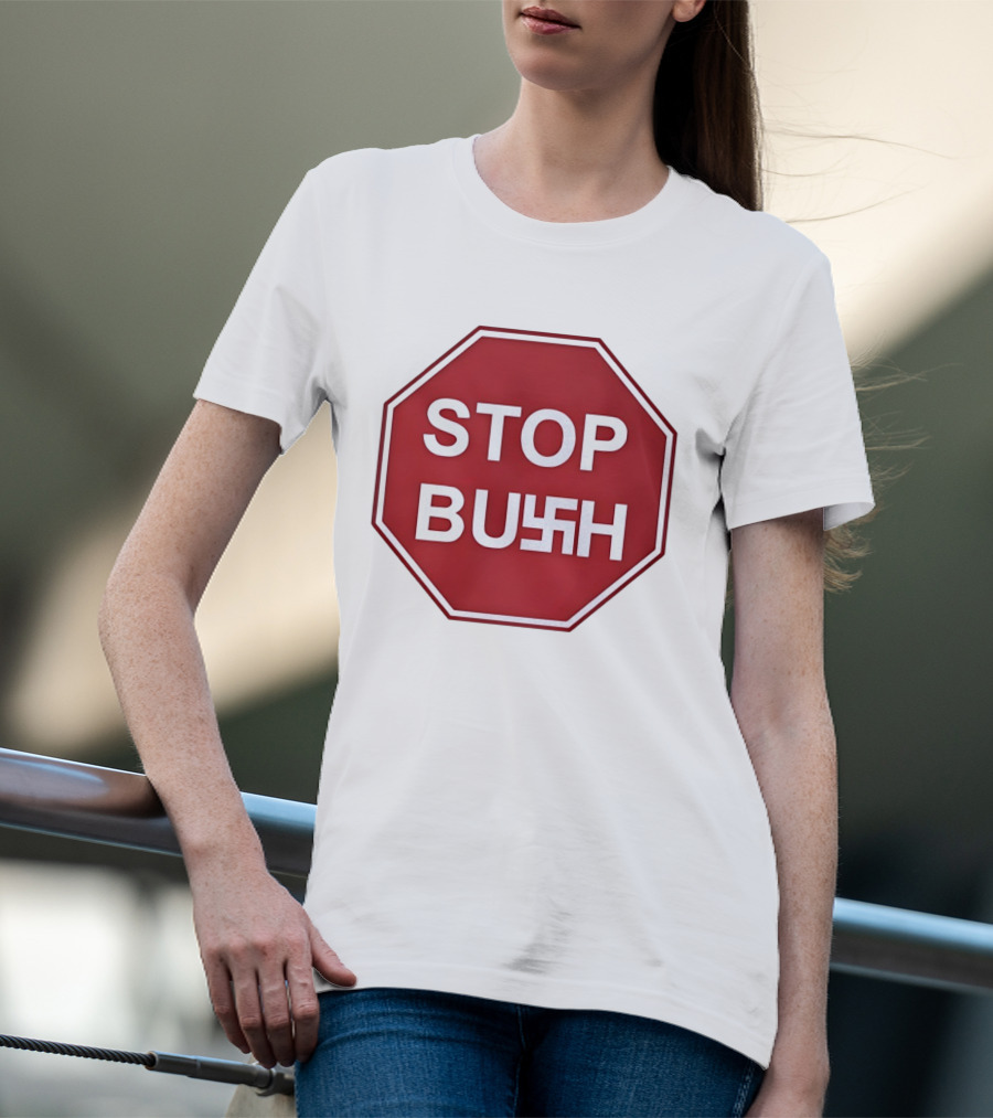 STOP BUSH Swastika Sign Octagon T-Shirt