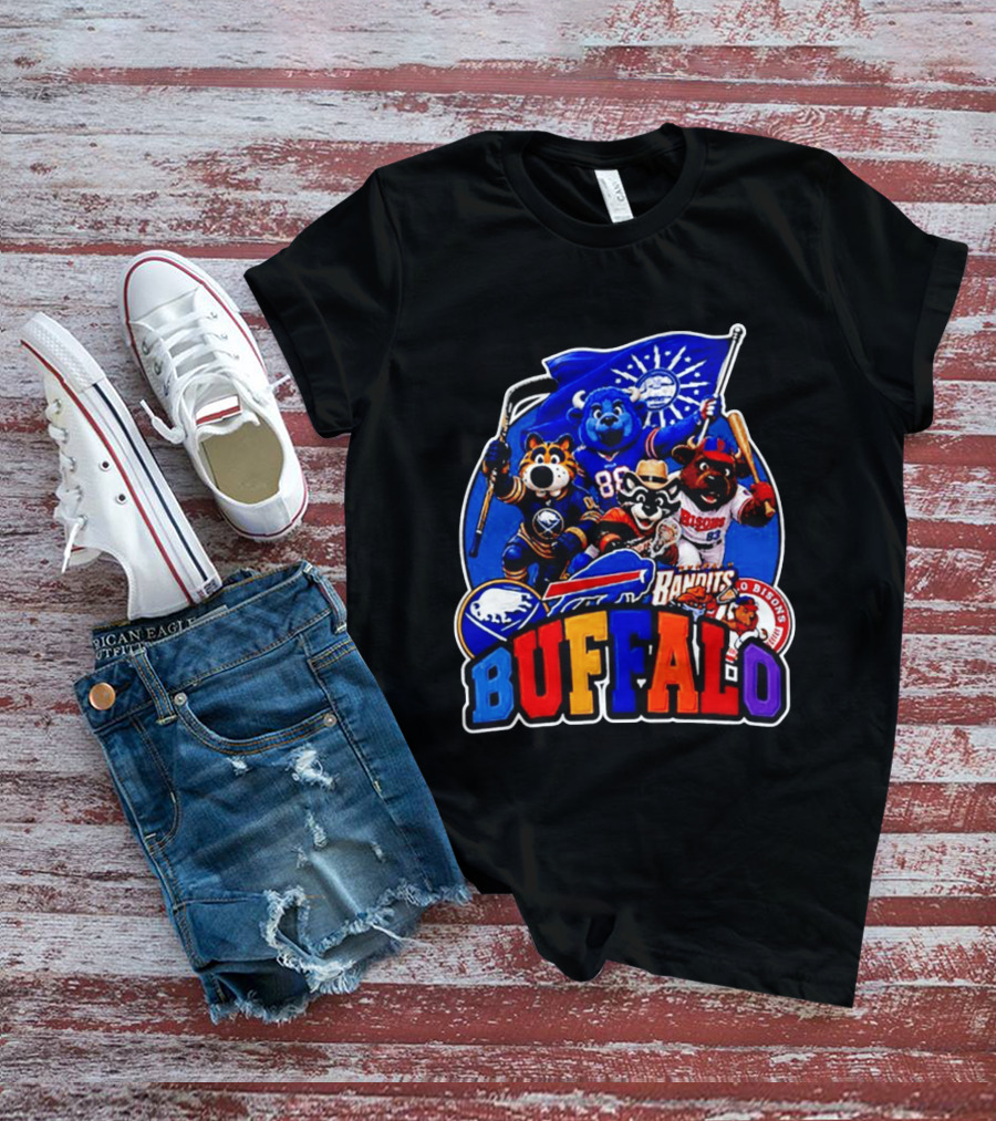 Buffalo Sabres Bills Bandits Bisons Mascot Squad T-Shirt
