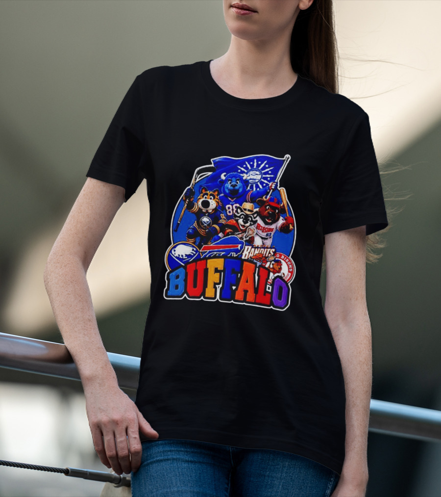 Buffalo Sabres Bills Bandits Bisons Mascot Squad T-Shirt