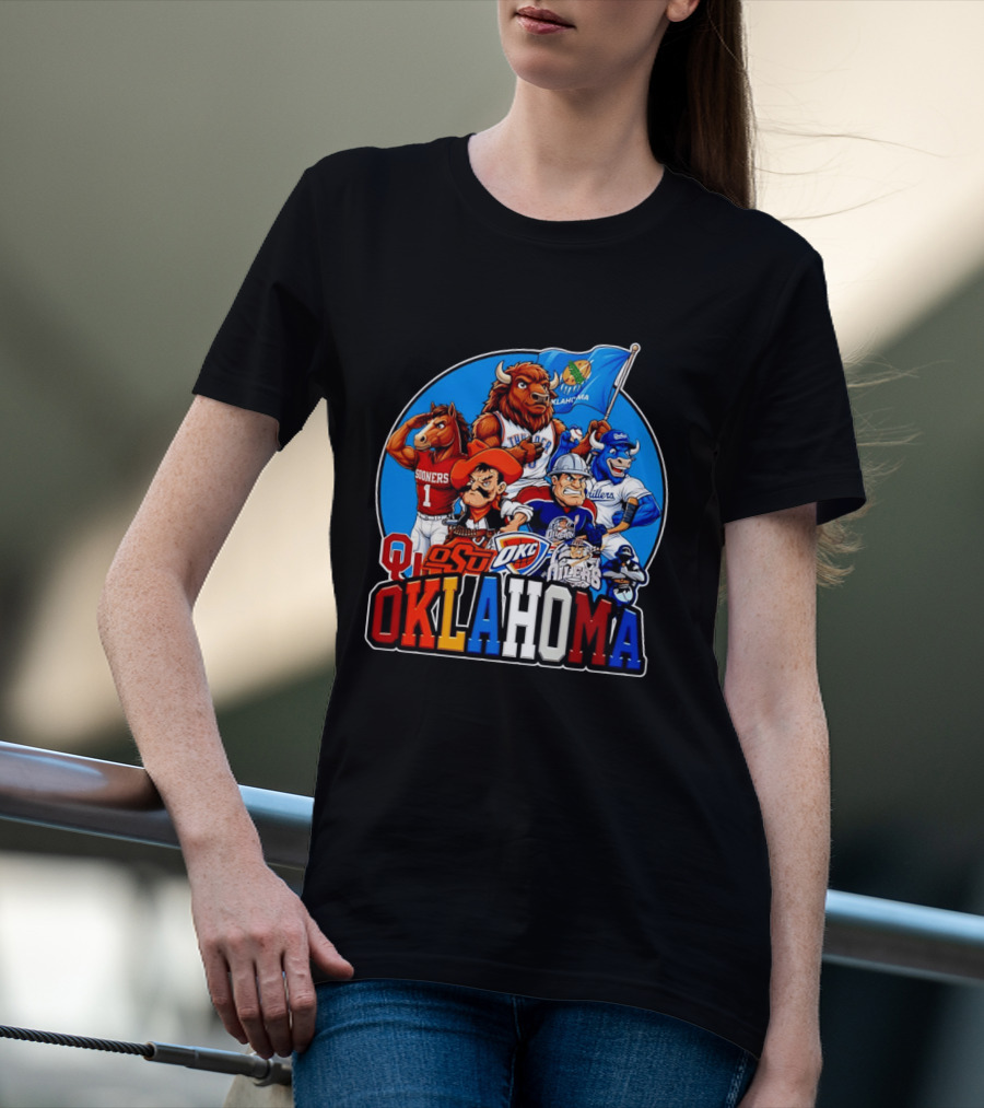 Oklahoma Sooners OSU OKC Thunder Drillers Oilers Mascots Collection T-Shirt