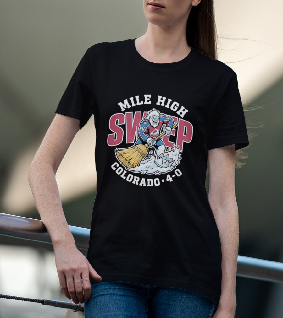 Mile High Sweep Colorado Avalanche Yeti 4 0 Victory T-Shirt