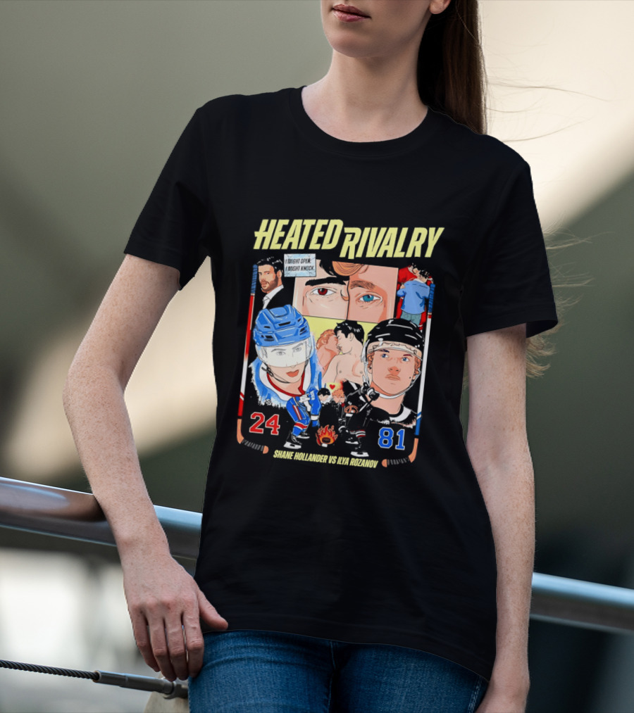 Heated Rivalry Ilya Rozanov 81 Vs Shane Hollander 24 Hockey Battle T-Shirt
