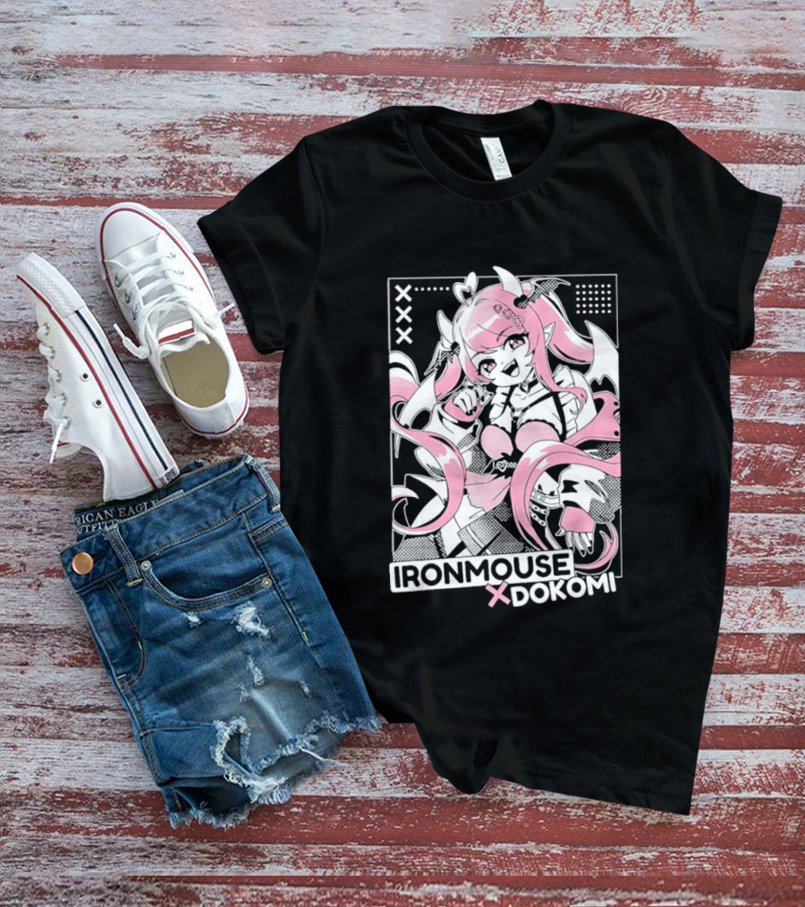 Ironmouse X Dokomi Exclusive Anime Pink Aesthetic T-Shirt