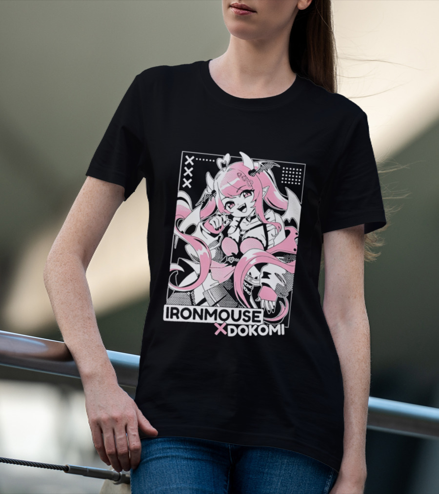 Ironmouse X Dokomi Exclusive Anime Pink Aesthetic T-Shirt