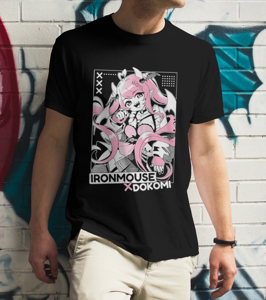 Ironmouse X Dokomi Exclusive Anime Pink Aesthetic T-Shirt