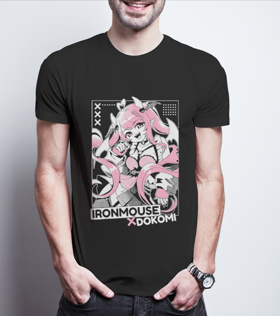 Ironmouse X Dokomi Exclusive Anime Pink Aesthetic T-Shirt