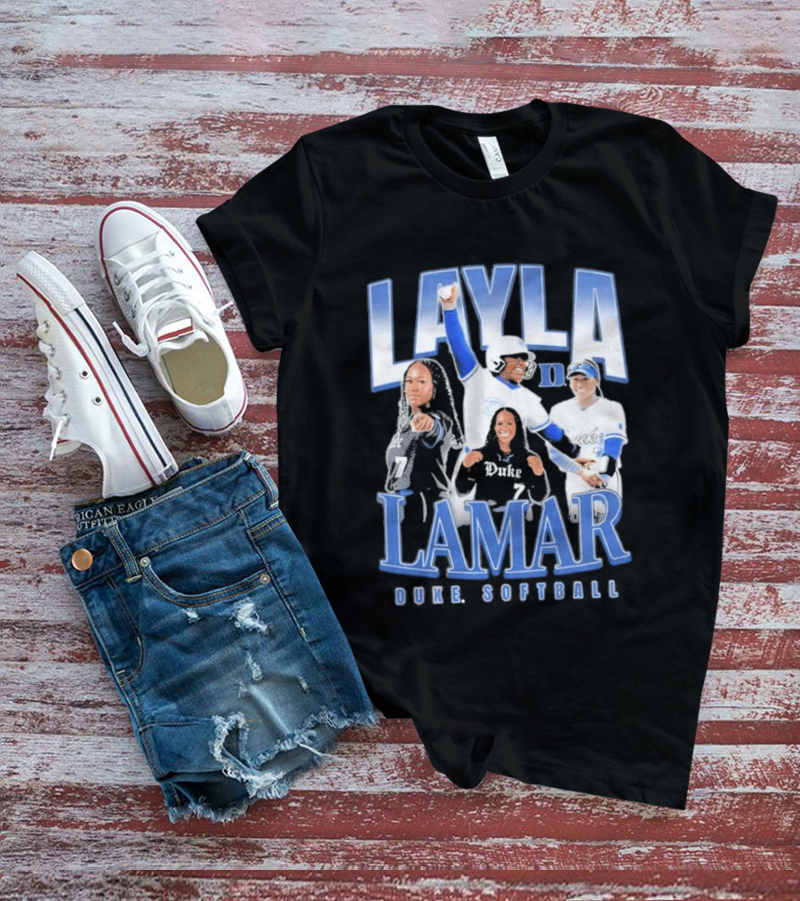 Layla Lamar Duke Blue Devils Softball 90s Baseball Team Celebration T-Shirt