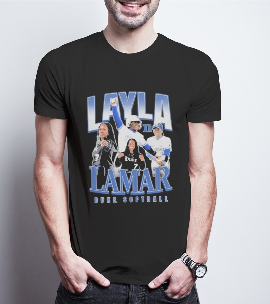 Layla Lamar Duke Blue Devils Softball 90s Baseball Team Celebration T-Shirt