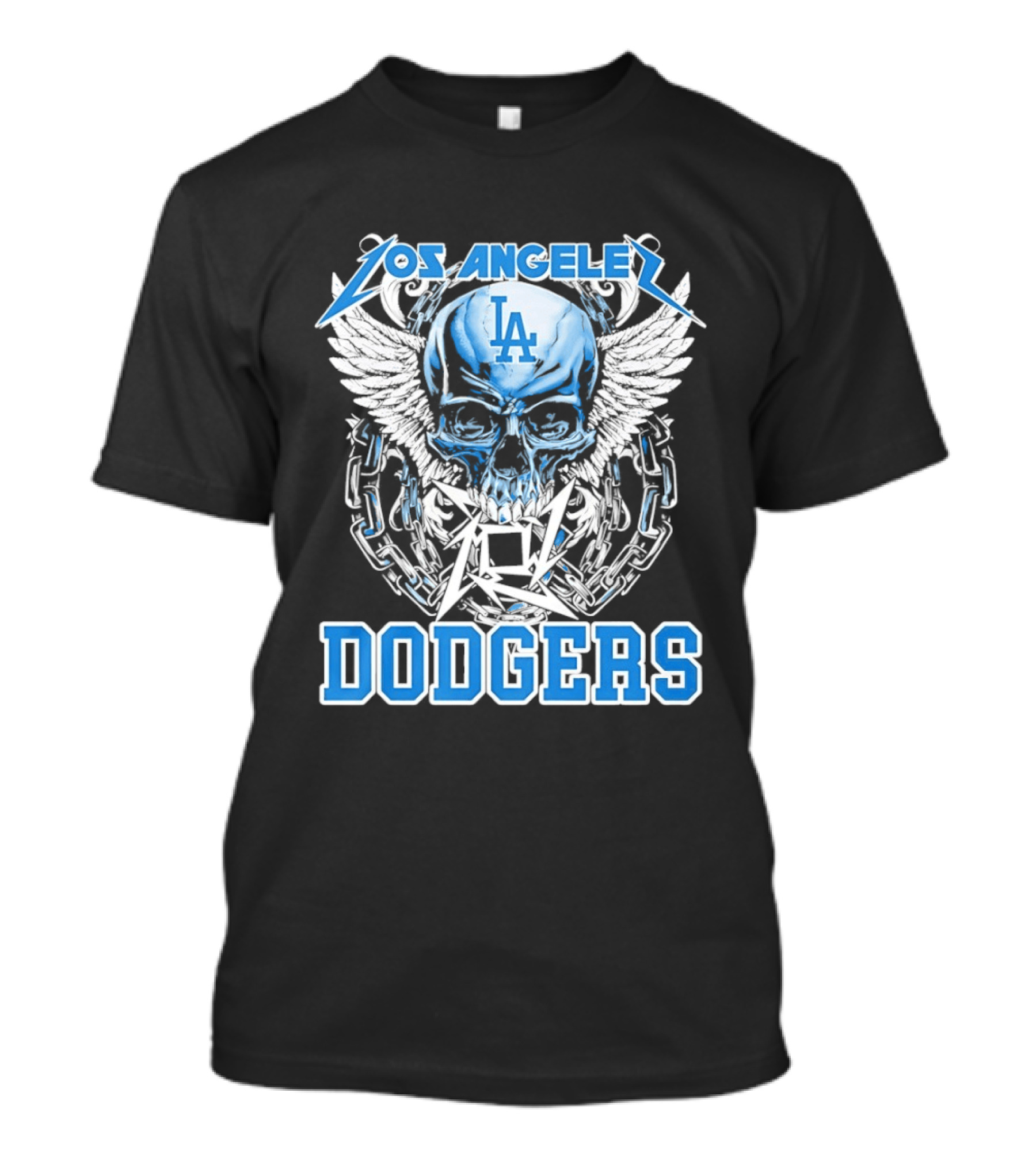 Los Angeles Dodgers Skull Wings And Chains T-Shirt