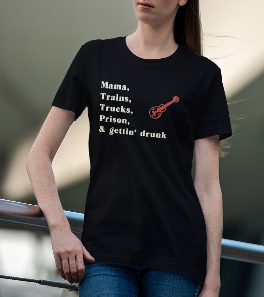 David Allan Coe Mama Trains Trucks Prison Getting Drunk Legend With Guitar T-Shirt