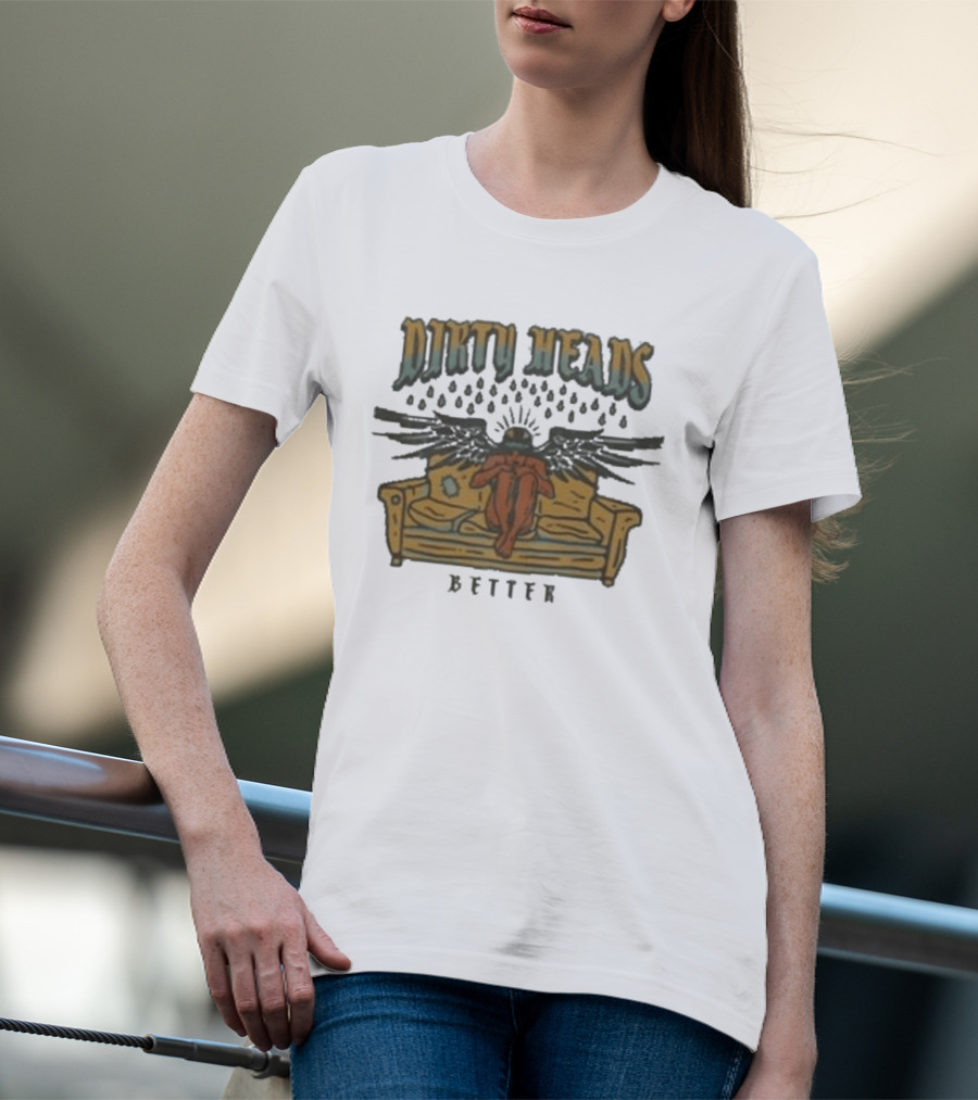 Dirty Heads Better Angel On Couch With Raindrops And Wings T-Shirt