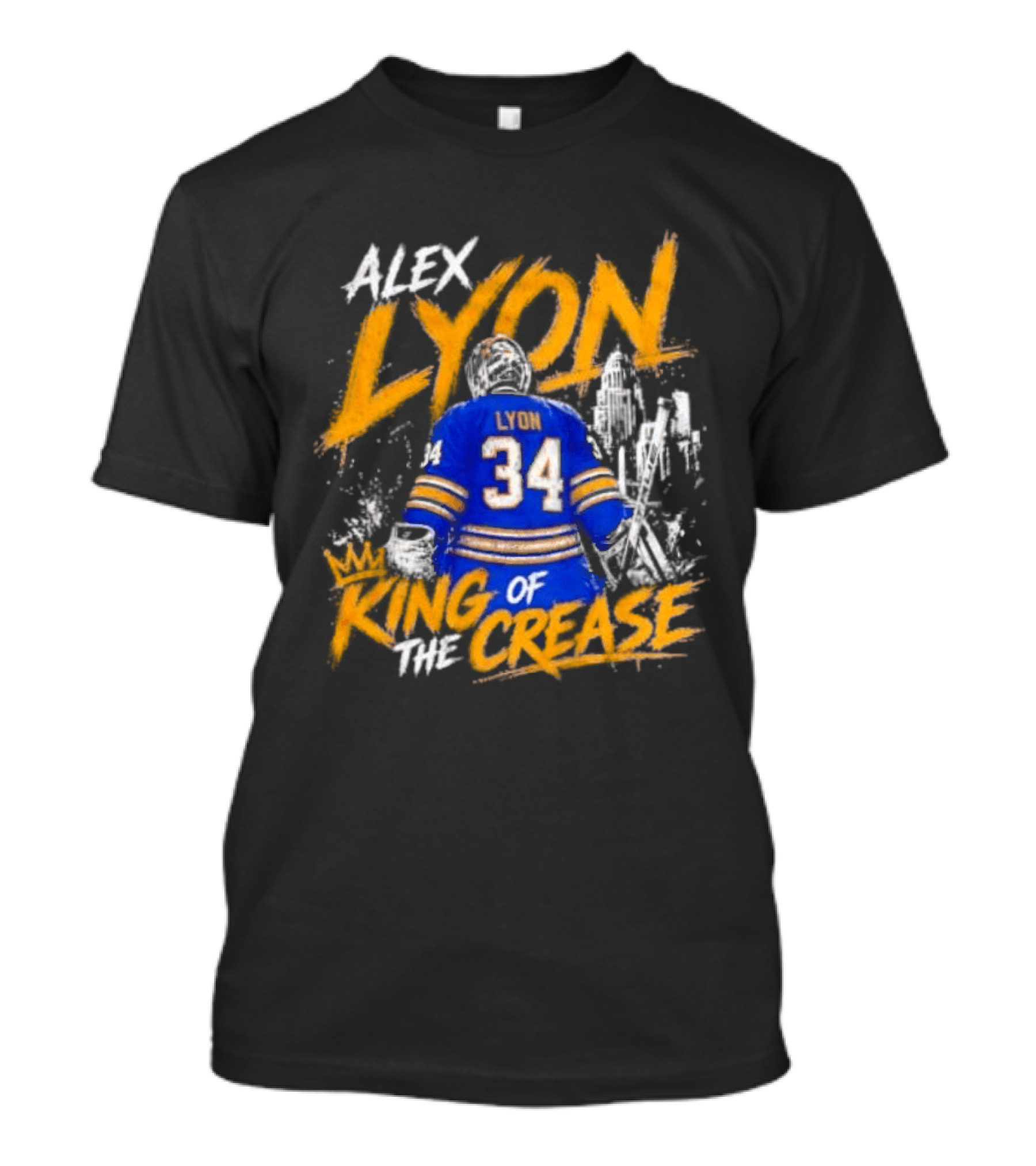 Alex Lyon 34 King Of The Crease Sabres T-Shirt