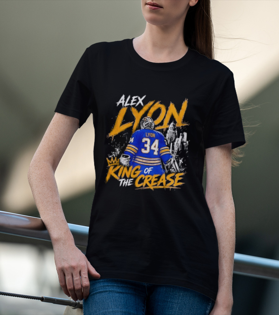 Alex Lyon 34 King Of The Crease Sabres T-Shirt