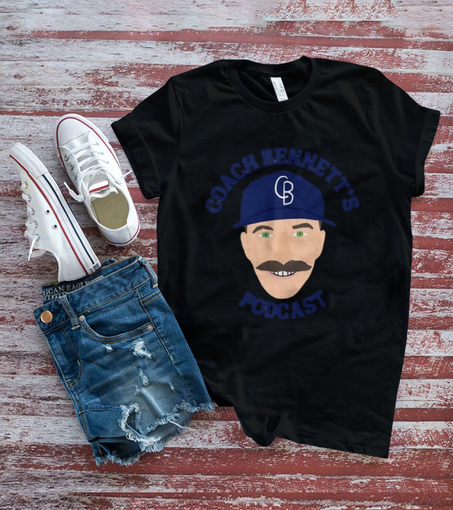 Coach Bennett's Podcast CB Hat Mustache Face T-Shirt