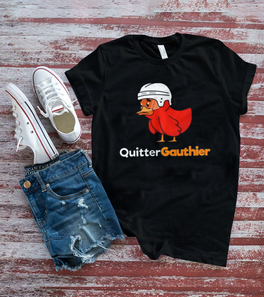 Philadelphia Flyers Quitter Gauthier 2026 NHL Hockey Controversial Helmeted Duck T-Shirt
