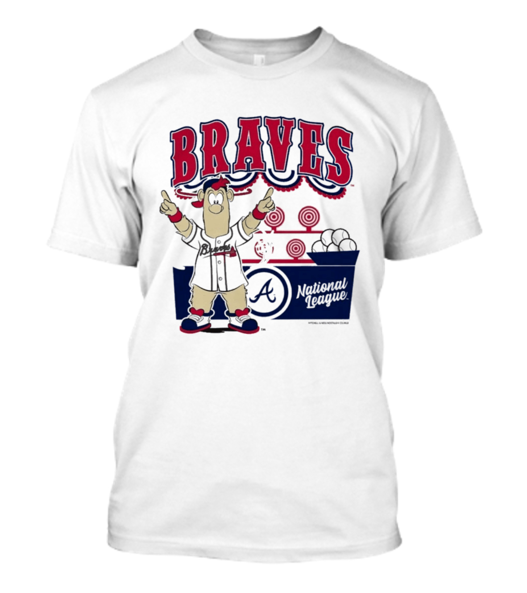 Atlanta Braves Mitchell & Ness Cream Step Back Up Cartoon Character National League T-Shirt