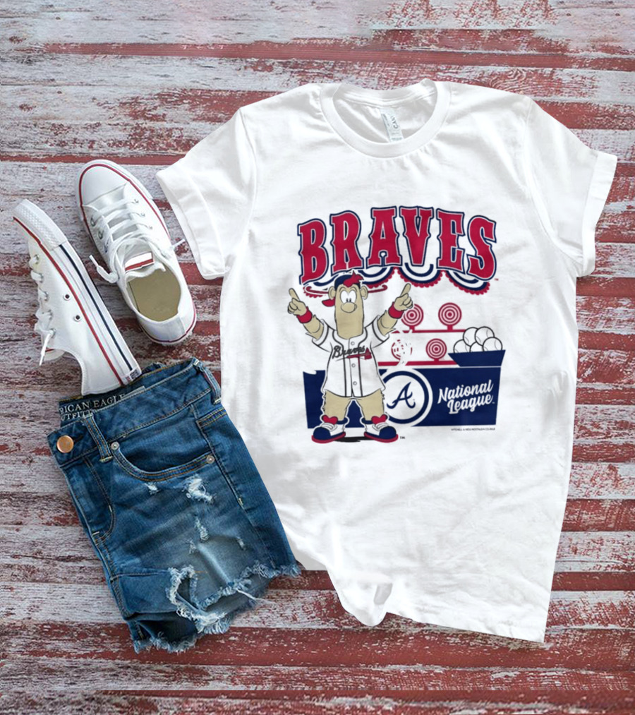 Atlanta Braves Mitchell & Ness Cream Step Back Up Cartoon Character National League T-Shirt