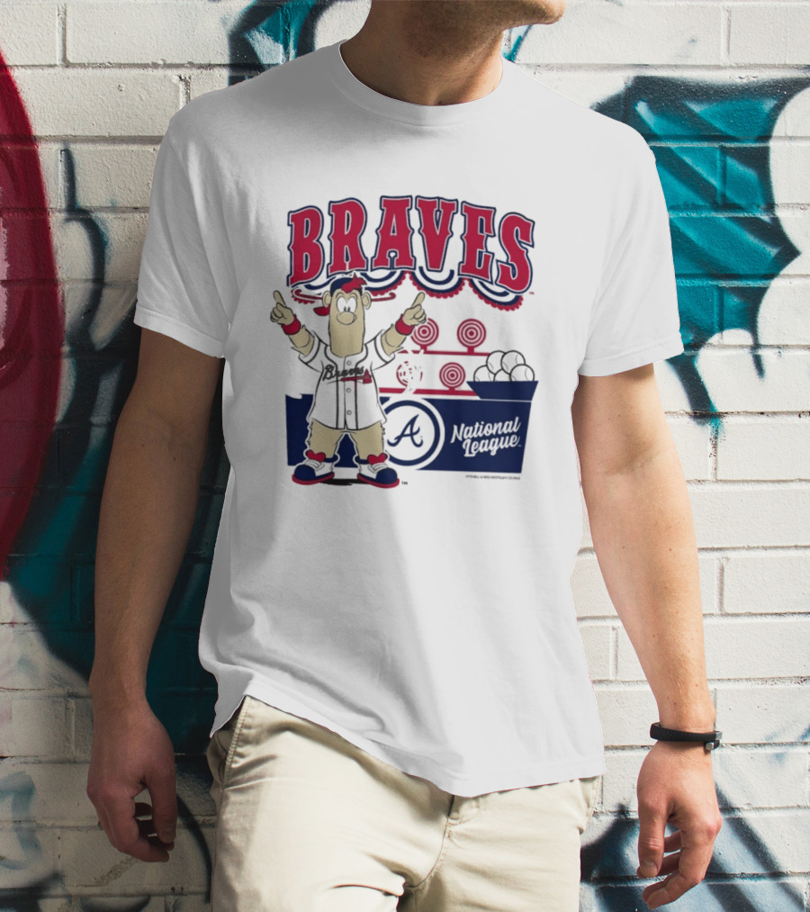 Atlanta Braves Mitchell & Ness Cream Step Back Up Cartoon Character National League T-Shirt