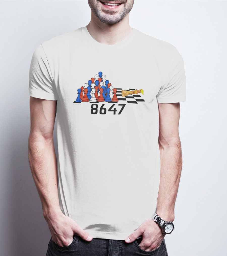 Chess 86 47 With Red And Blue Pawns On Checkered Board T-Shirt