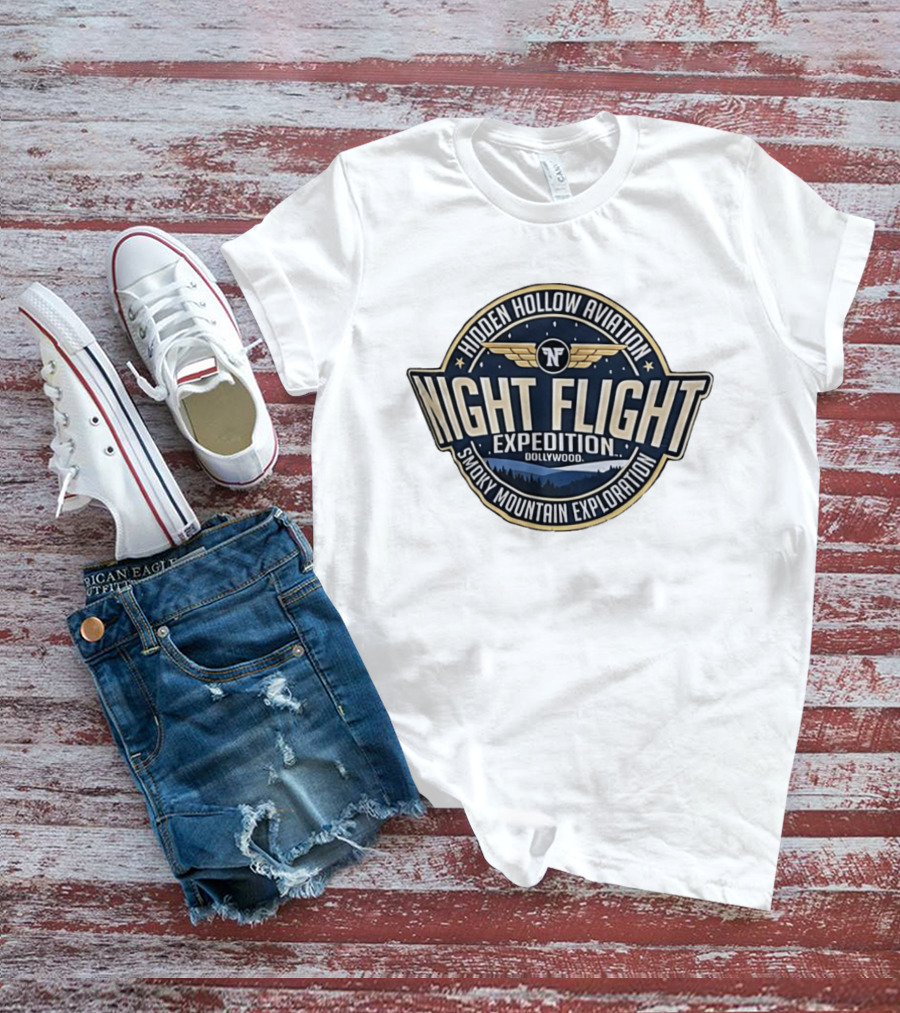 Hidden Hollow Aviation Night Flight Expedition Dollywood Smoky Mountain Exploration T-Shirt