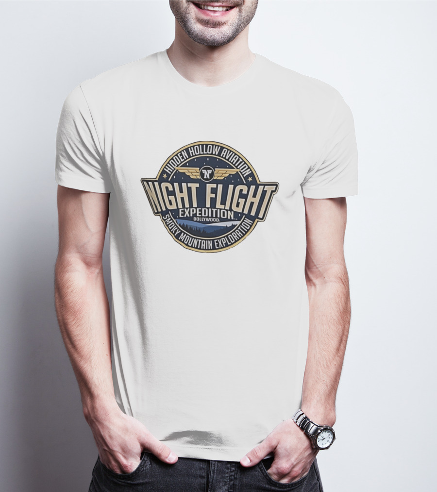 Hidden Hollow Aviation Night Flight Expedition Dollywood Smoky Mountain Exploration T-Shirt