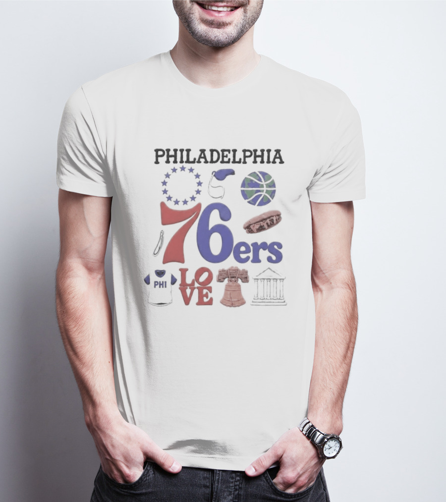 Philadelphia 76ers 76 Liberty Bell Love Basketball T-Shirt