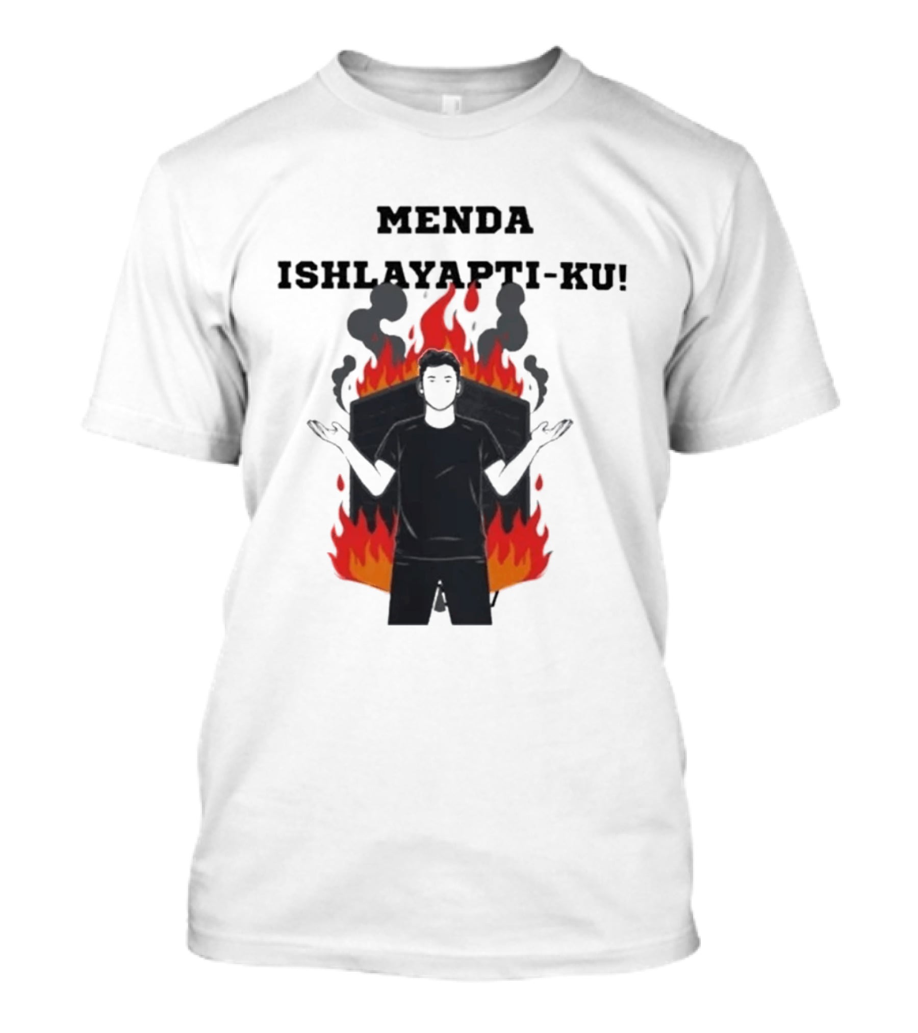 Menda Ishlayapti Ku Uzbek Tech Memes Flame T-Shirt