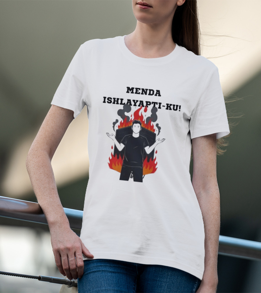 Menda Ishlayapti Ku Uzbek Tech Memes Flame T-Shirt