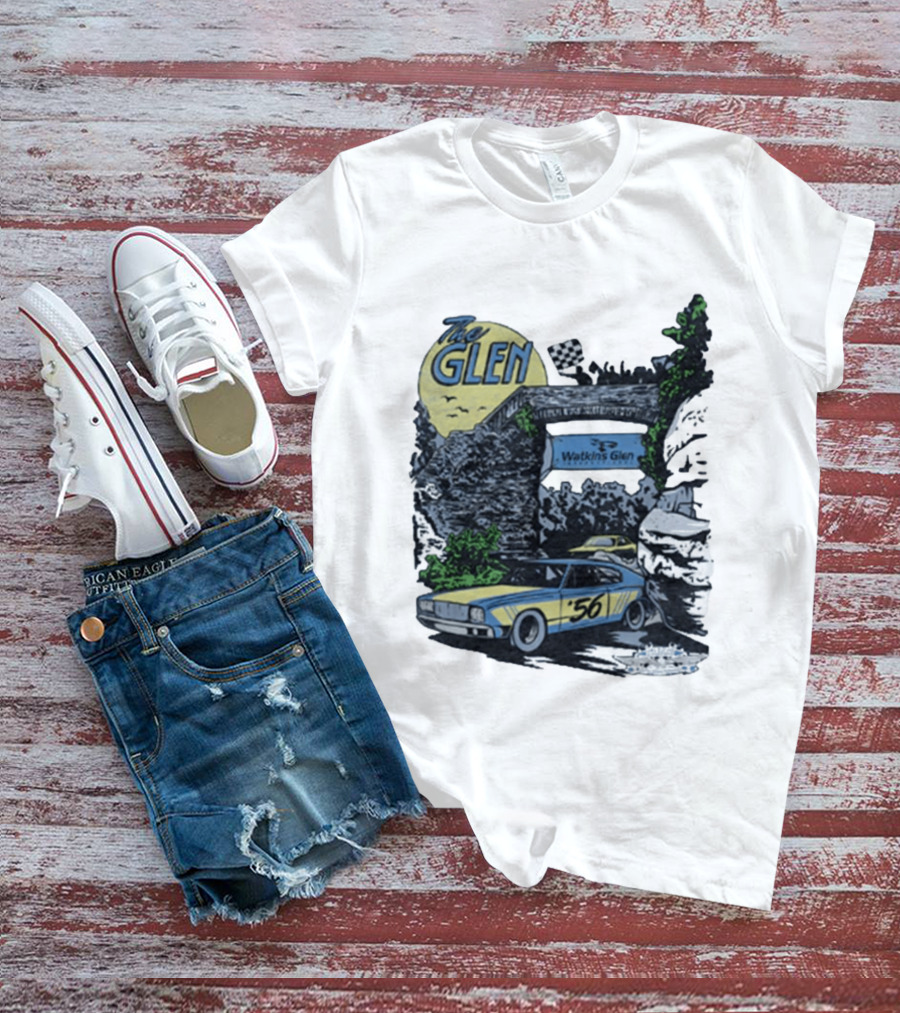 The Glen Watkins Glen International Checkered Flag Racecar 56 Archway Scenic T-Shirt
