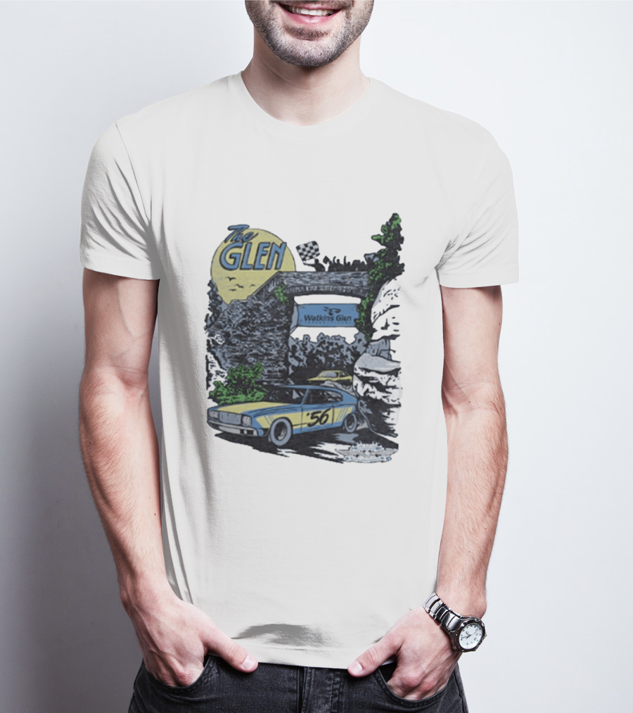 The Glen Watkins Glen International Checkered Flag Racecar 56 Archway Scenic T-Shirt