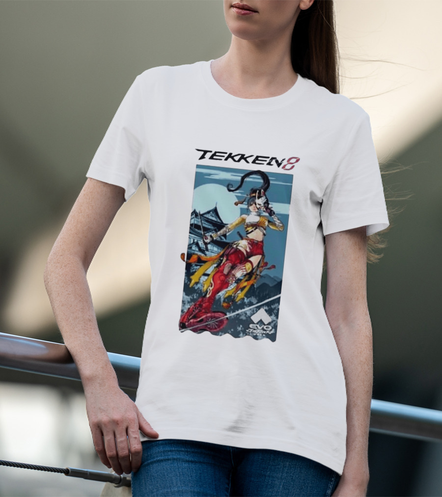 Evo Japan 2026 Tekken 8 Kunimitsu Anime Character Art With Striking Temple T-Shirt