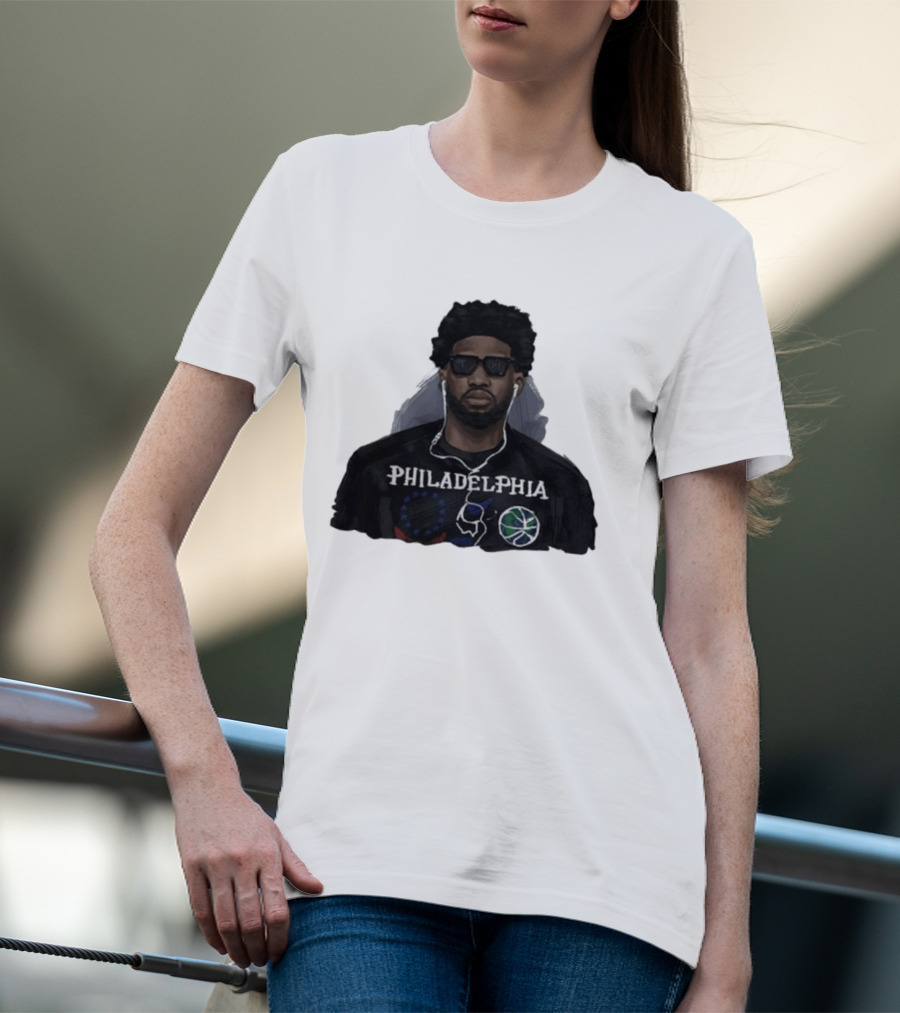 Philadelphia Basketball Player In Sunglasses Earphones T-Shirt