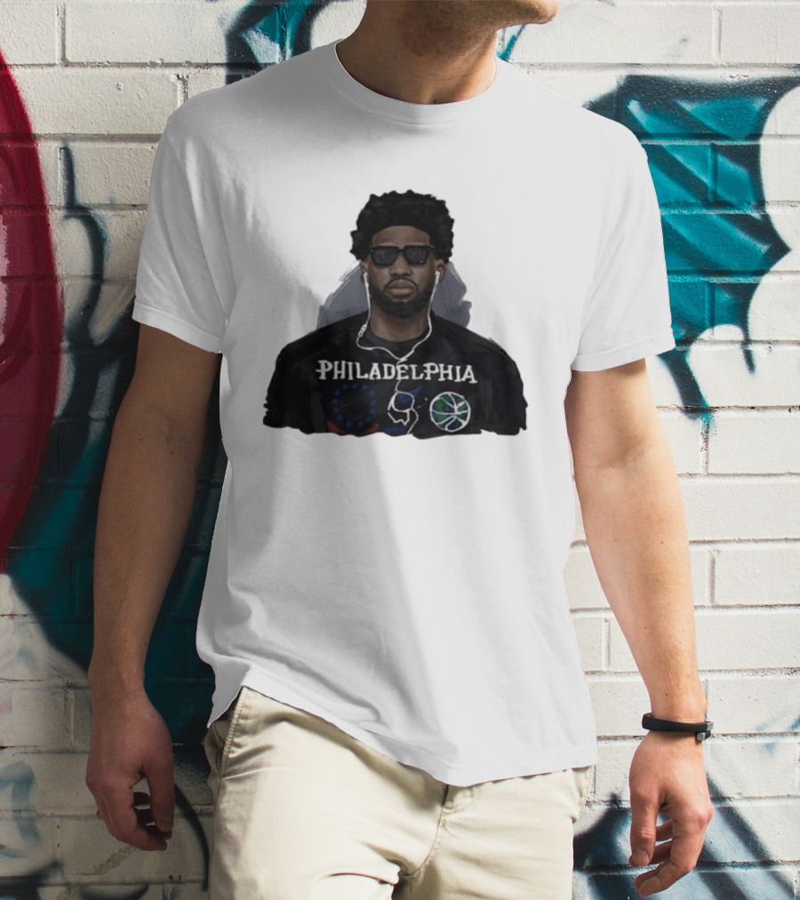 Philadelphia Basketball Player In Sunglasses Earphones T-Shirt