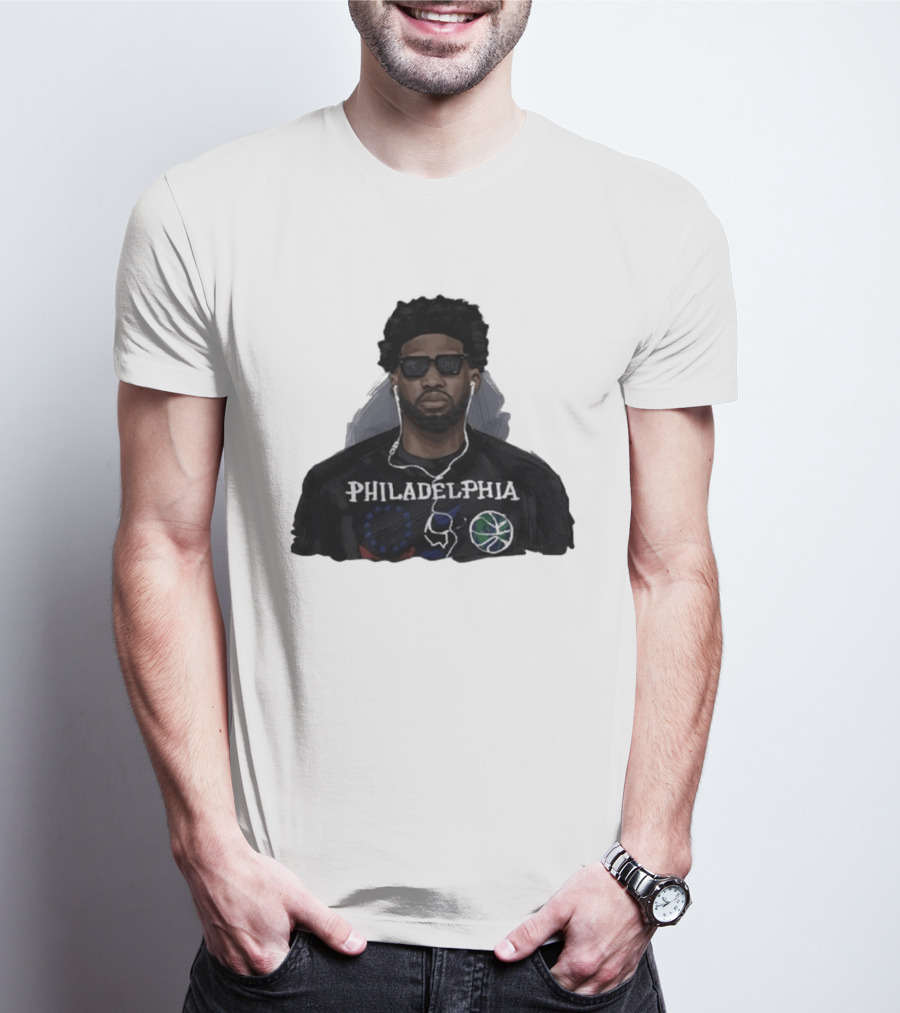 Philadelphia Basketball Player In Sunglasses Earphones T-Shirt